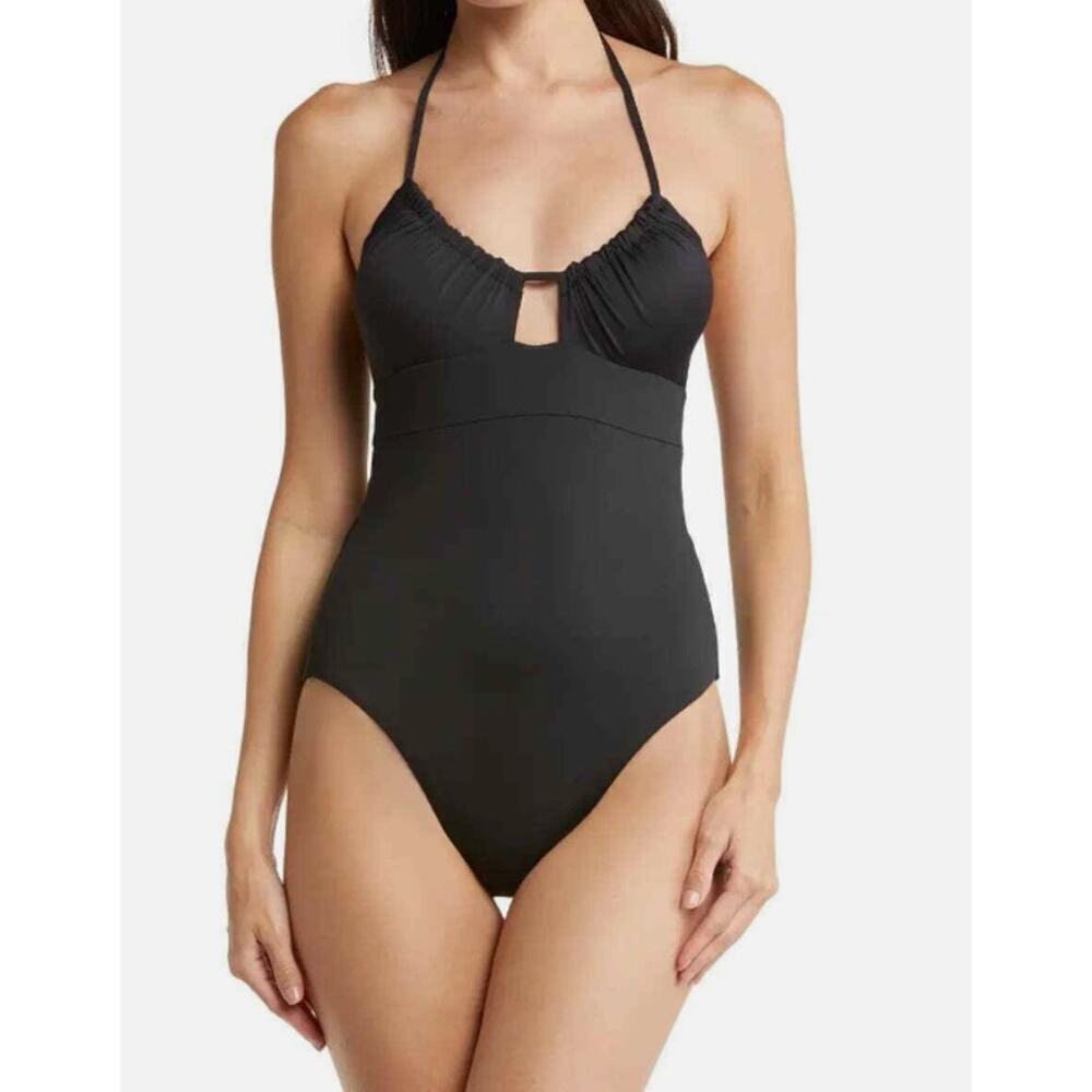 Becca Color Code Multiway One Piece Swimsuit Halter Neck Black Medium NWT